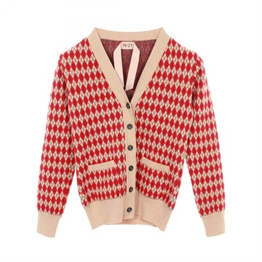 ヌメロヴェントゥーノ アーガイル ニット カーディガン 衣料品 トップス レディース C25IN280A0137088