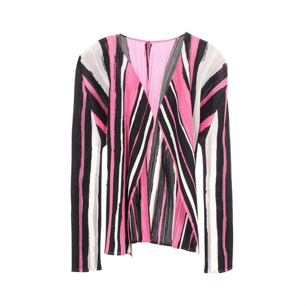 pleats pleaseホワイト ストライプカーディガン PLEATS PLEASE ワン