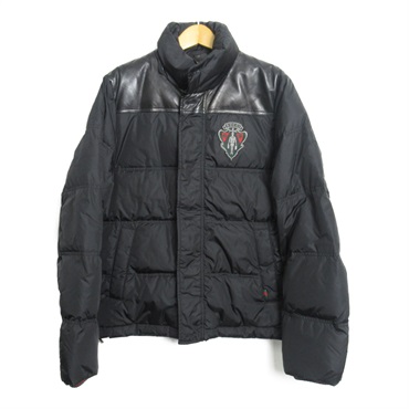 【極美品】GUCCI グッチ　ダウンジャケット　レザー　ブラック　メンズ GUCCI - 【極美品】グッチ ダウンジャケット 52 XL ブラック GGの通販