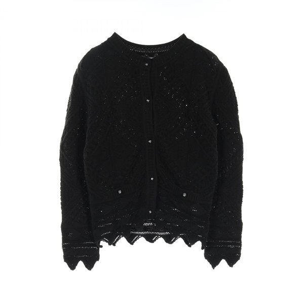 CHANEL 刺繍デザイン ブラックカーディガン 2024年 春夏 新作 CHANEL シャネル カーディガン 半袖 ココボタン