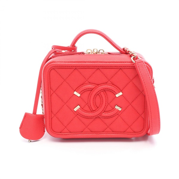 シャネル CHANEL CCフィグリー スモール バニティバッグ ショルダーバッグ バッグ カーフ（牛革） レディース レッド系 【中古】 シャネル(CHANEL)シャネル CCフィグリー スモール バニティバッグ