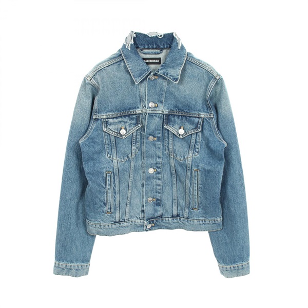 バレンシアガ ブラックデニムジャケット ダメージ加工46 バレンシアガ(BALENCIAGA)バレンシアガ キャンペーンロゴ ダメージ加工