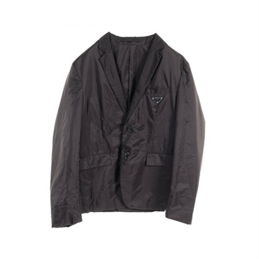 【プラダ】テーラードジャケット　ナイロン 黒　ブラック　ベルト L　40 プラダ】テーラードジャケット ナイロン 黒 ブラック ベルト L