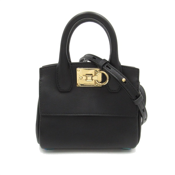 サルヴァトーレ フェラガモ 2WAY ショルダーバッグ ハンドバッグ レディース ヴァラリボン ゴールド 中古 サルヴァトーレフェラガモ ヴァラ2wayショルダーバッグ クロコ型押し黒