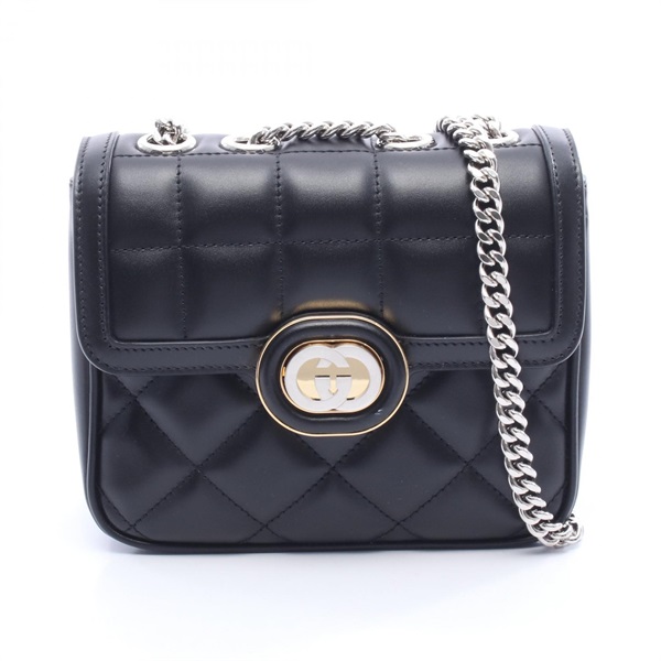 グッチ GUCCI デコ ミニ インターロッキングG ショルダーバッグ バッグ レザー レディース ブラック系 741457 【中古】 グッチ(GUCCI)グッチ デコ ミニ インターロッキングG ショルダーバッグ