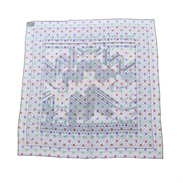 エルメス カレ60 SANGLES EN ZIGZAG BANBANA レインボードット スカーフ 衣料品 レディース