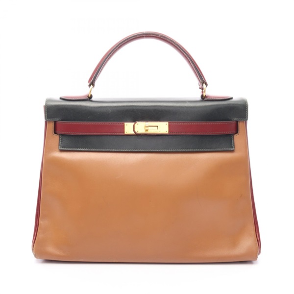 エルメス ケリー32 トリコロール ナチュラル ルージュアッシュ 内縫い 2WAY ハンドバッグ バッグ レディース