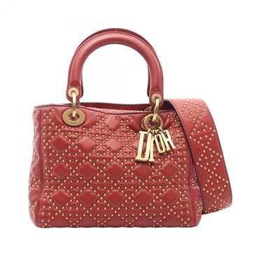Dior ロゴ ハンドバッグ ベージュ/赤 レディース Dior ロゴ ハンドバッグ ベージュ/赤