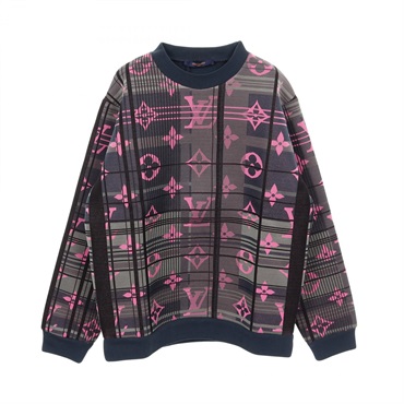 極美品 ルイヴィトン フルモノグラム ジャガード スウェット ネイビー L ルイ・ヴィトン(LOUIS VUITTON)ルイ・ヴィトン モノグラムジャガード