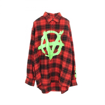 ヴェトモン VETEMENTS アナーキープリント チェック フランネル 衣料品 トップス コットン メンズ レッド系 / ブラック系 UE52SH800R 【中古】 ヴェトモン(VETEMENTS)ヴェトモン アナーキープリント チェック