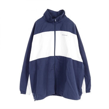 BALENCIAGA ネイビー/ホワイト ジャケット　@10 バレンシアガ(BALENCIAGA)バレンシアガ TRACKSUIT POPLIN SHIRT JACKET