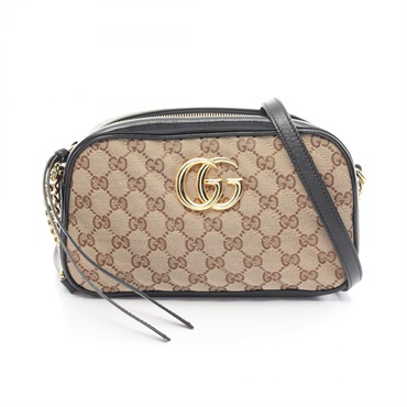 【美品】GUCCI グッチ　キャンバス　ショルダーバッグ グッチ(GUCCI)グッチ GGマーモント GGキャンバス ショルダーバッグ
