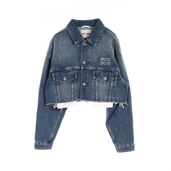MIU MIU ミュウミュウ デニム ジャケット Gジャン ノーカラー MIU MIU ミュウミュウ デニム ジャケット Gジャン ノーカラー miumiu