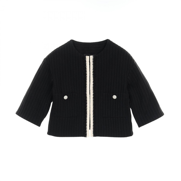 極美品　CHANEL シャネル　中綿　グレー ノーカラー　ジャケット　ブルゾン シャネル(CHANEL)シャネル ノーカラージャケット 衣料品