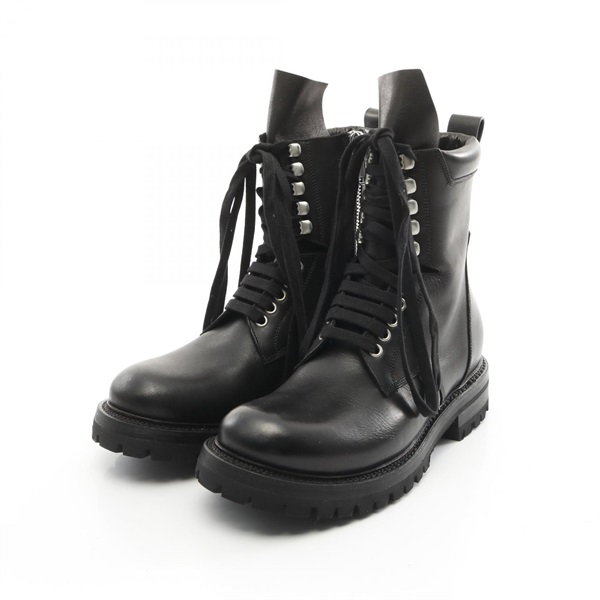 Rick Owens ハラコ ブーティ 37.5 黒 厚底ブーツ　ウェッジ Rick Owens ハラコ ブーティ 37.5 黒 厚底ブーツ ウェッジ