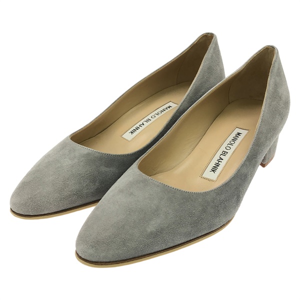 マノロブラニク　ライトグレー ポインテッドトゥパンプス マノロブラニク(MANOLO BLAHNIK)マノロブラニク スエード ポインテッド