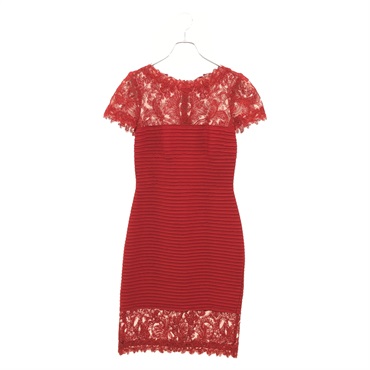 【新品タグ付】タダシショージ　フラワー刺繍レースワンピース　サイズ 2 タダシショージ フラワー刺繍レースフィットフレアドレス