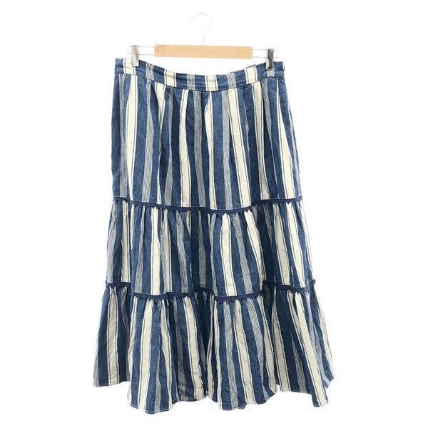 ウィークエンド マックスマーラ ストライプ リネン ロングスカート ブルー オフホワイト ロングスカート 衣料品  ボトムス レディース