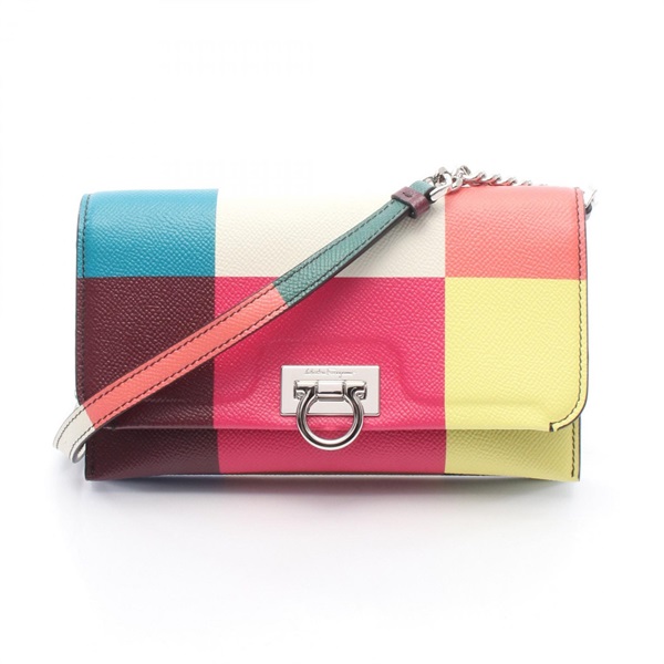 Salvatore Ferragamo（サルヴァトーレ・フェラガモ）ガンチーニ ショルダーバッグ ブラック レザー シルバートーン金具 レディース フェラガモガンチーニ ショルダーバッグ ブラック シルバー金具