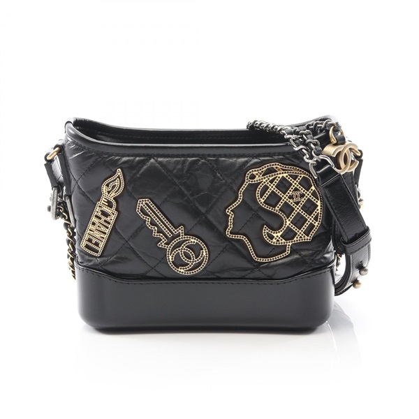 シャネル ガブリエル ドゥ シャネル スモールホーボー チェーン ショルダーバッグ ブルー エイジドカーフスキン CHANEL 美品◼️CHANEL ガブリエル スモール ホーボー バッグブラック