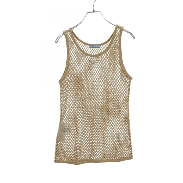 美品　PRADA タンクトップ 23SS【PRADA】ロゴ入り シルク タンクトップ (PRADA/タンクトップ