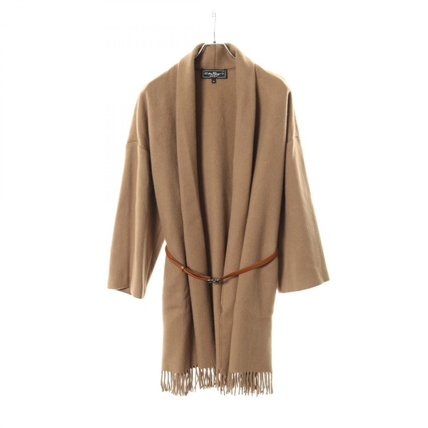 サルヴァトーレフェラガモ コート カシミヤ ブラウン フリンジ ベルト付き その他コート 衣料品 アウター レディース