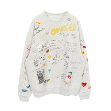 コーチ スケッチ プリント クルーネック スウェットシャツ スウェット 衣料品 トップス レディース