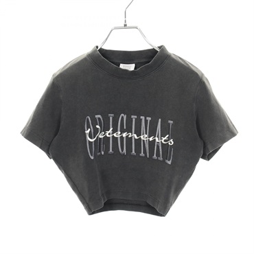 ヴェトモン ロゴ刺繍 ヴィンテージ加工 クロップド 半袖Tシャツ 衣料品 トップス レディース WE64TR100B