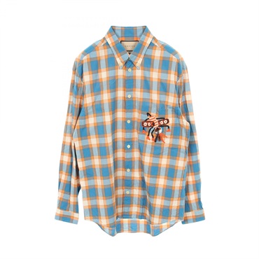 グッチ Freyja Hartas Animal Embroidery Check Shirt その他トップス 衣料品 トップス メンズ 654884