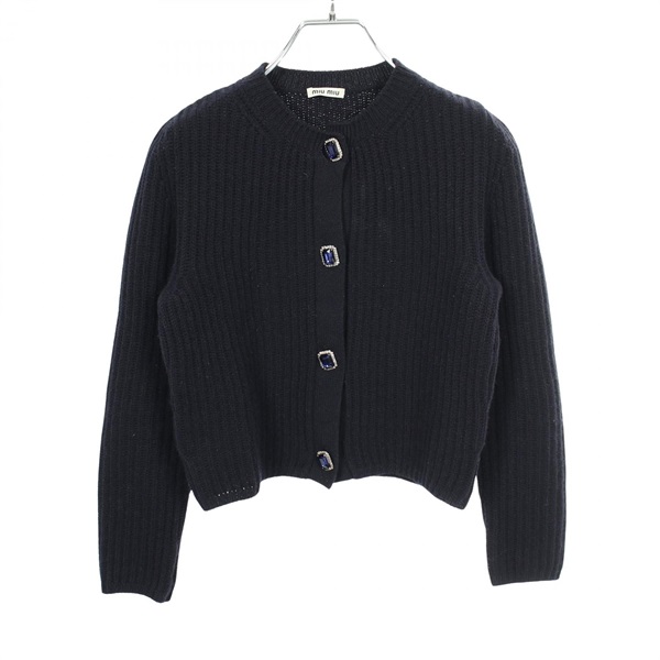 ミュウ ミュウ ビジューボタン カーディガン 衣料品 トップス レディース MMC815