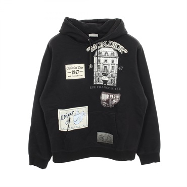 ディオール アーカイブパッチ 裏起毛 パーカー 衣料品 トップス メンズ