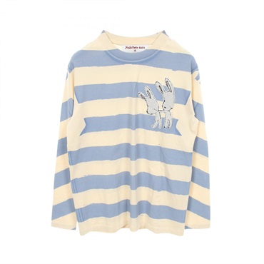 ステラマッカートニー Stella McCartney Stella McCartney × YOSHITOMO NARA バニーエンブロイダリー ボーダー 長袖Tシャツ 衣料品 トップス コットン メンズ レディース アイボリー系 / ブルー系 【中古】 ステラマッカートニー(Stella McCartney)ステラマッカートニー Stella