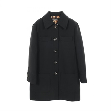 ドルチェアンドガッバーナ DGロゴボタン 裏地レオパード ステンカラーコート 衣料品 アウター レディース