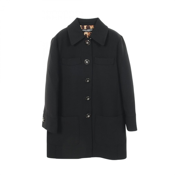ドルチェアンドガッバーナ DGロゴボタン 裏地レオパード ステンカラーコート 衣料品 アウター レディース