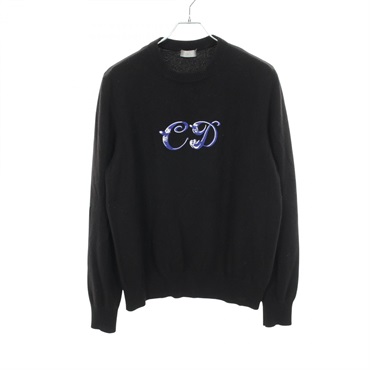 ディオール Dior DIOR × KENNY SCHARF CDロゴ刺繍 ニット 衣料品 トップス カシミヤ メンズ ブラック系 193M637AT326 【中古】 ディオール(Dior)ディオール DIOR × KENNY SCHARF CDロゴ刺繍 ニット