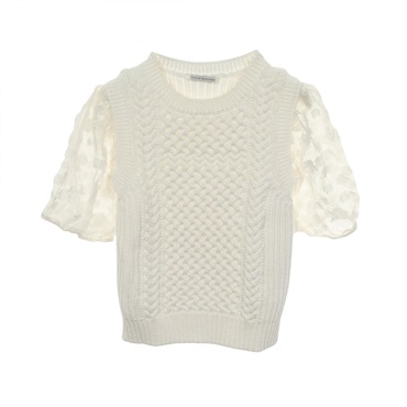 セシリーバンセン FAYE TOP レース切替 半袖 ニット 衣料品 トップス レディース