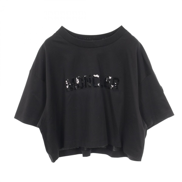 美品モンクレール 半袖Tシャツ Mビッグロゴ クロップド モンクレール(MONCLER)モンクレール スパンコールロゴ クロップド 半袖