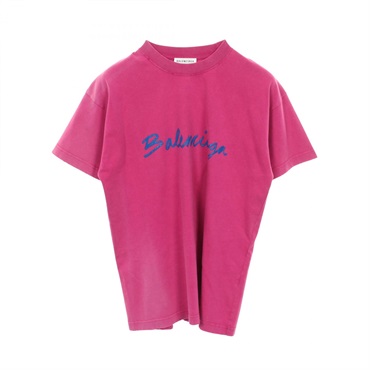 バレンシアガ プリントロゴ クルーネック ダメージ加工 ヴィンテージ加工 半袖Tシャツ 衣料品 トップス メンズ レディース 612965