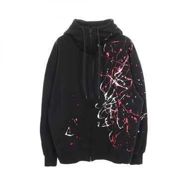 サイト FRENCH TERRY SPLASH PAINTED ZIP-UP HOODIE RED ペイント加工 パーカー 衣料品 トップス メンズ レディース