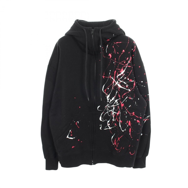 サイト FRENCH TERRY SPLASH PAINTED ZIP-UP HOODIE RED ペイント加工 パーカー 衣料品 トップス メンズ レディース