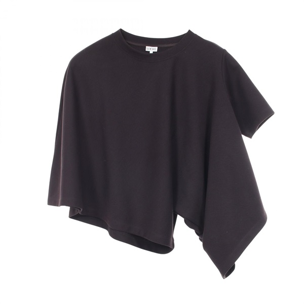 ロエベ Cropped Draped T-Shirt アナグラム ロゴ アシンメトリー カットソー 衣料品 トップス レディース