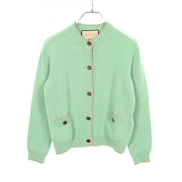 GUCCI リブニット カーディガン グリーン グッチ(GUCCI)グッチ カーディガン 衣料品 トップス レディース 691575