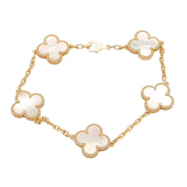 Van Cleef & Arpels アルハンブラ5p ブレスレットWG MOP ヴィンテージ アルハンブラ ブレスレット、5モチーフ 18K ホワイト