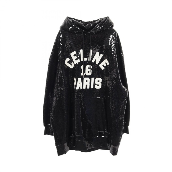 セリーヌ(CELINE)セリーヌ スパンコール ロゴ フーディ パーカー 衣料