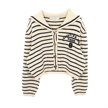 ディオール 襟付き ボーダー カーディガン 衣料品 トップス レディース