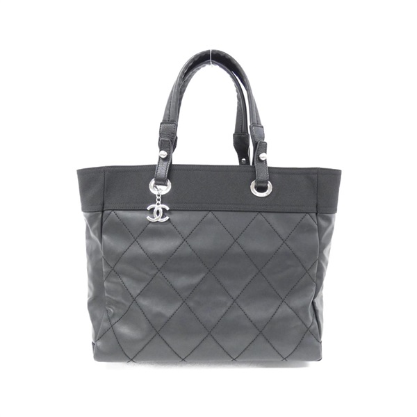 CHANELパリビアリッツトートバッググレー×アイボリーシャネルバンドバッグ