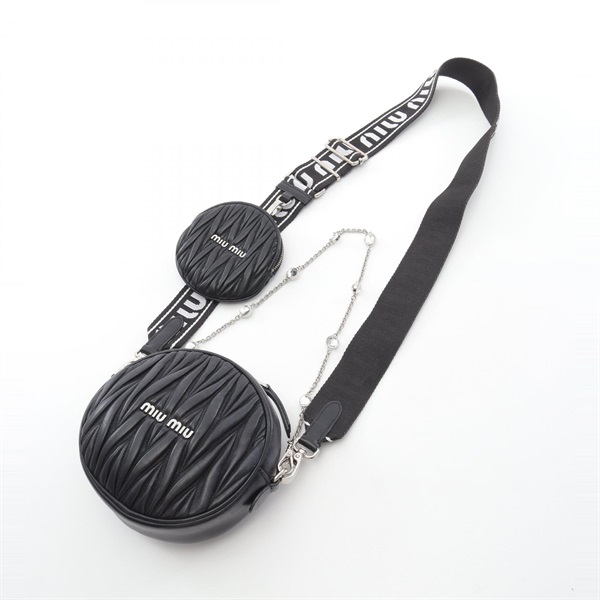 ミュウ ミュウ Miu Miu マテラッセ ショルダーバッグ【中古】 中古・古着通販】MIU MIU (ミュウミュウ) マテラッセレザー ビジュー