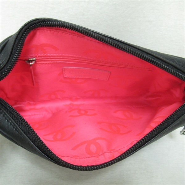 【美品】正規品シャネルCHANELカンボンポーチ新品ショルダー鑑定済 CHANEL（シャネル） ポーチ カンボン レディース ブランド ラムスキン