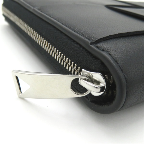 Aランク】ボッテガ 長財布 ラムスキン ブラック ラウンドジップ  