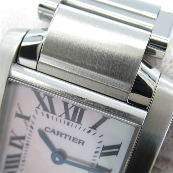 カルティエ タンクフランセーズSM W:20×H:25mm W51028Q3 レディース 腕時計【Aランク】【中古】 カルティエ タンク フランセーズ SM W51028Q3 ピンクシェル レディース